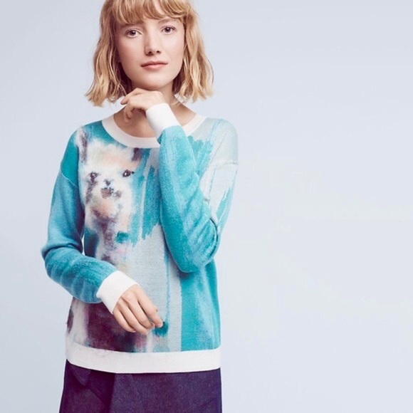 a n t h r o :: Abstract Fuzzy Wool Blend Llama Sweater - Picture 12 of 12